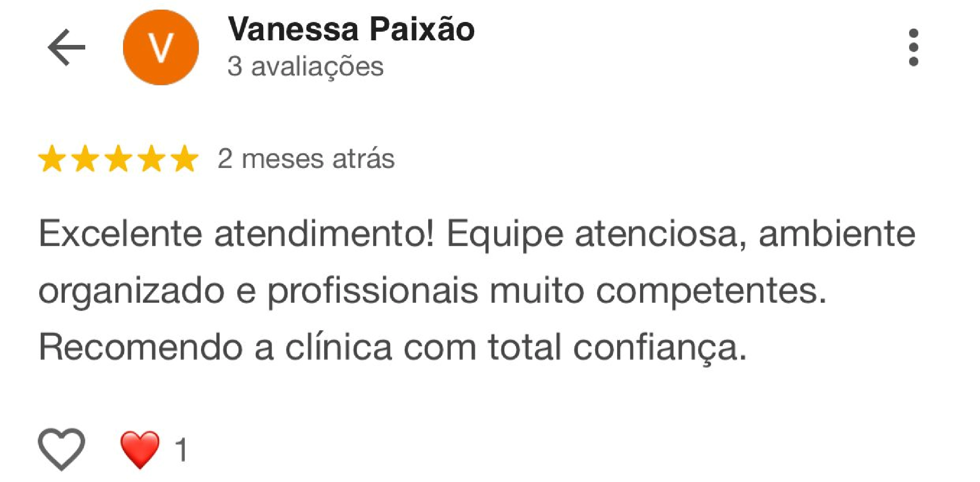 Avaliação de Vanessa Paixão no Google — 5 estrelas para a PRUDENT VET